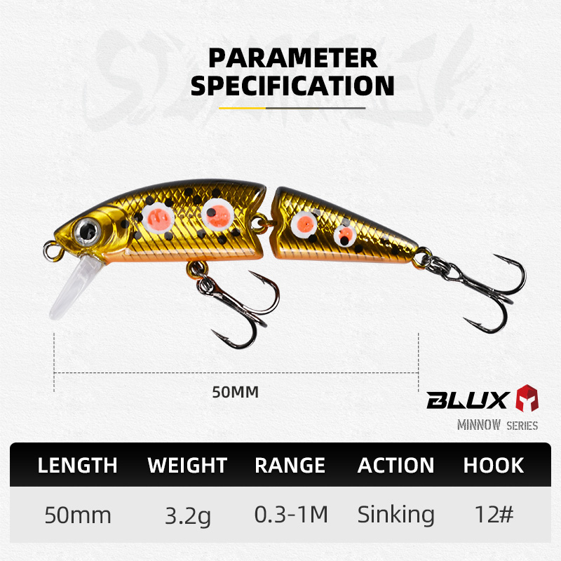 BLUX DR. Minnow Joint 50S Swim - مراجعة Fishing Lure Swimbait وسعره