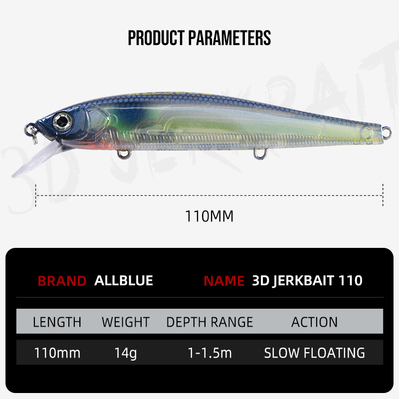ALLBLUE 3D Jerkbait Wobbler Fi - مراجعة Fishing Lure Jerkbait وسعره