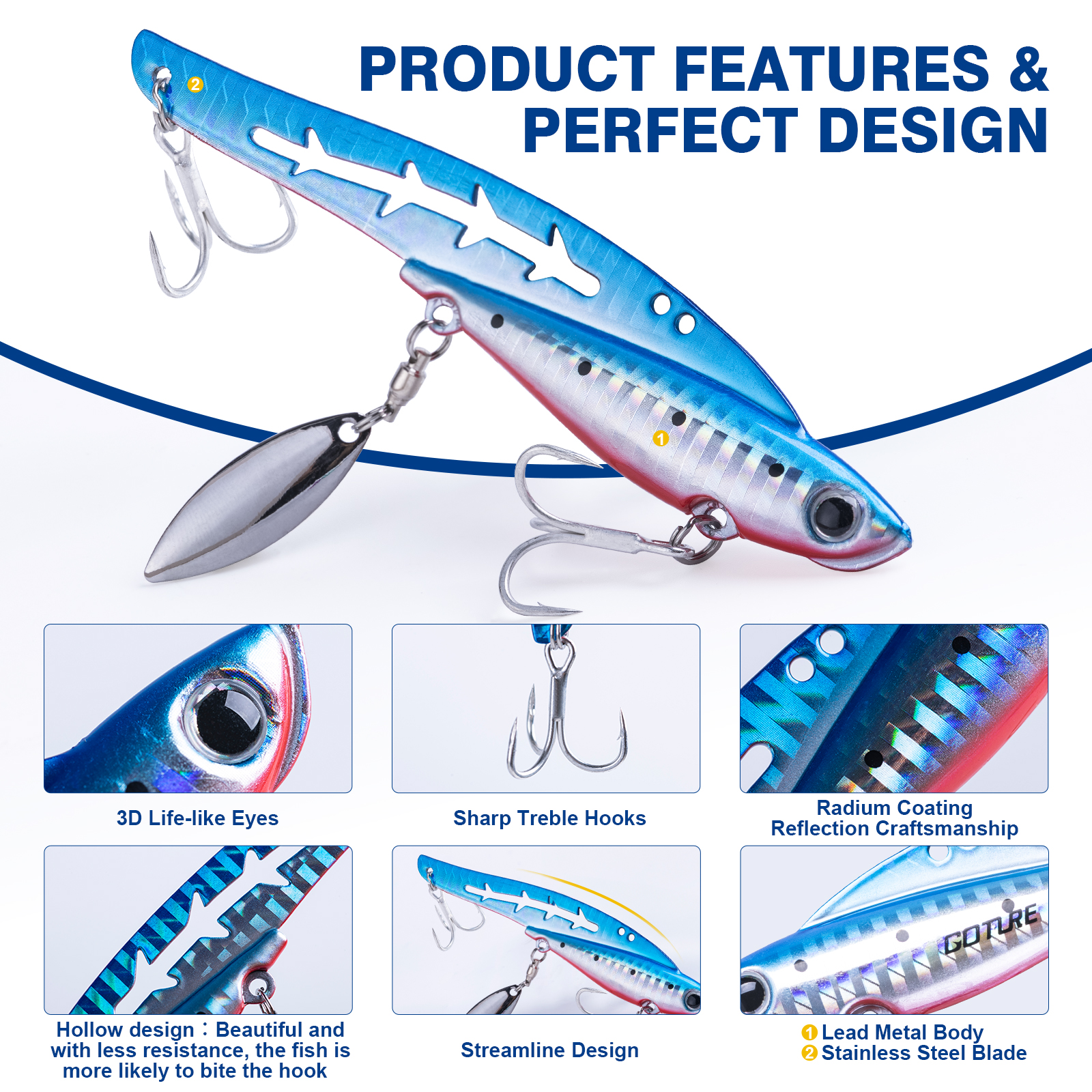 Goture Fishing Lures 5pcs Meta - مراجعة Fishing Lure Blade Bait وسعره