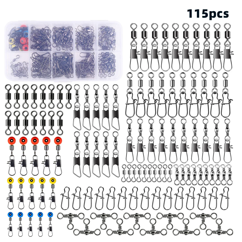 115pcs Fishing Swivel Connecto - مراجعة Fishing Lure Kit وسعره