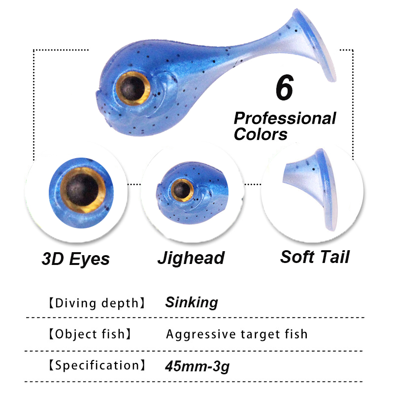 YUCONG 6PCS Jighead Soft Baits - مراجعة Fishing Lure Swimbait وسعره