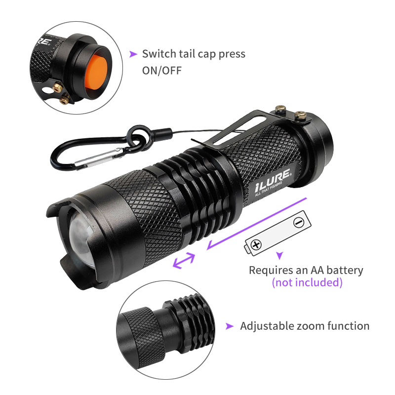 Mini UV Flashlight 395nm Ultra - مراجعة Fishing Lure Kit وسعره