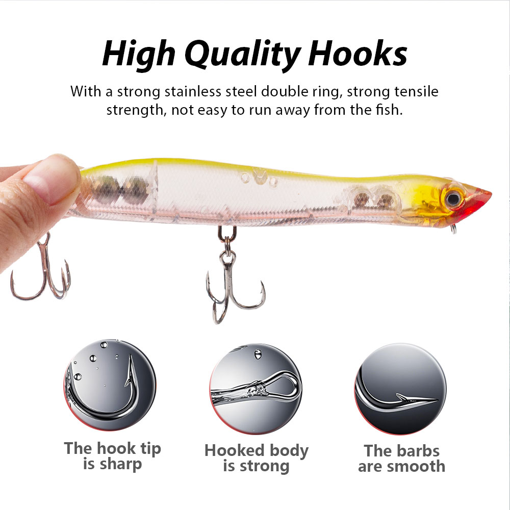 120mm/18g Topwater Pencil Popp - مراجعة Fishing Lure Popper وسعره